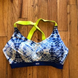EUC 34D VSX Sports Bra Blue/White Tie Dye